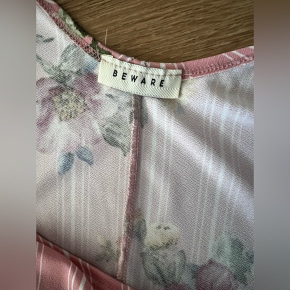 Pink Floral Striped Sleeveless Dress, size M - Picture 3 of 7